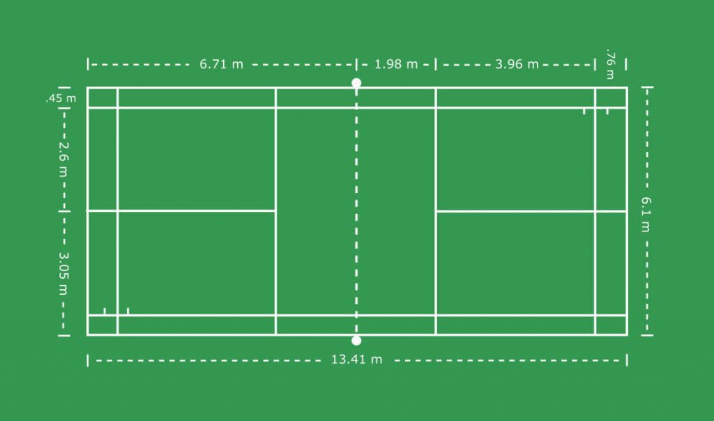 Badminton Court with Dimensions (Metric)