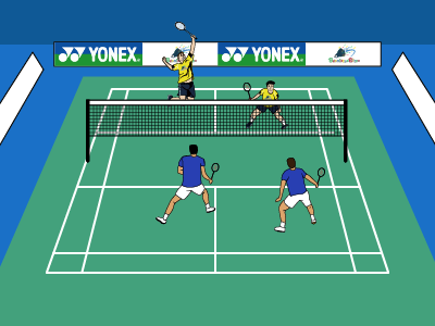 Men's Doubles Badminton Match