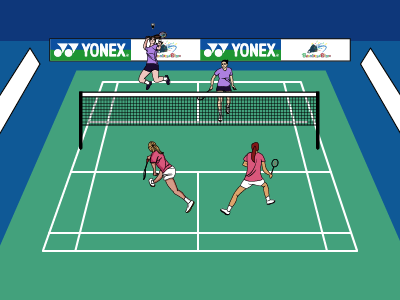 Women's Doubles Badminton Match