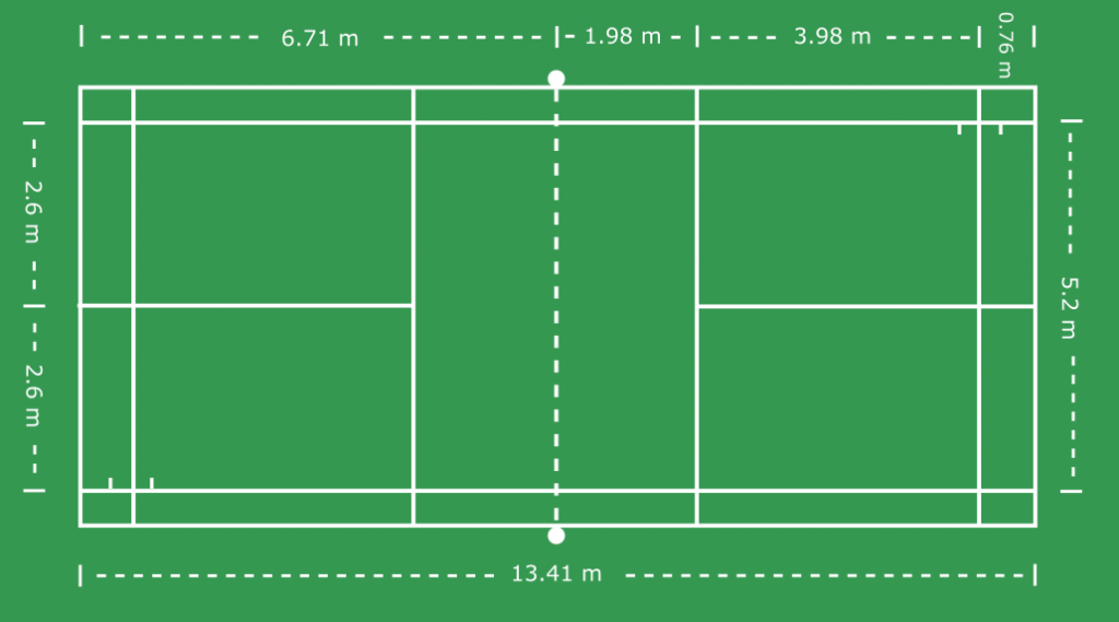 Singles Badminton Court Dimensions in Meters
