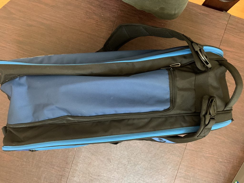 Yonex Pro Racquet Bag (9PCS). Bird's Eye View of the Top of the Bag.