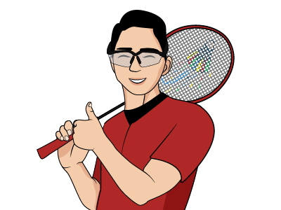 Badminton Player with Eyeglasses