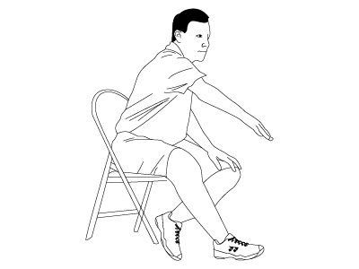 Right Hand Pointed Towards the Right Foot